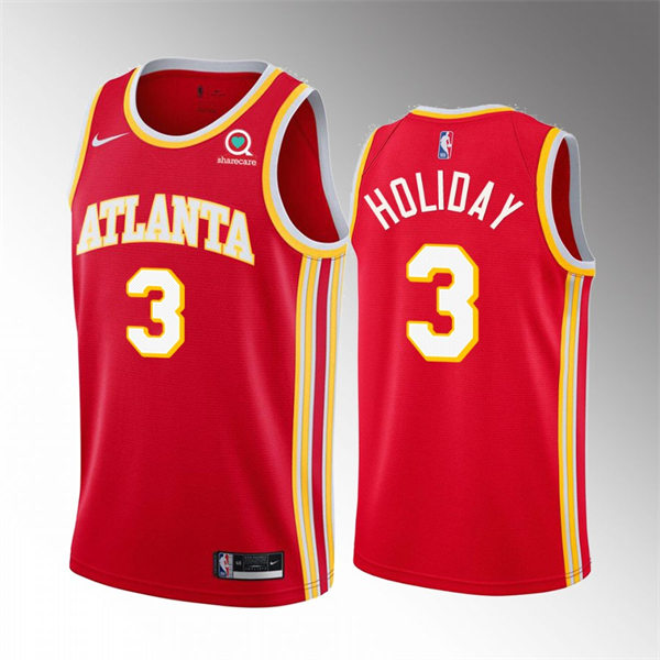 Mens Atlanta Hawks #3 Aaron Holiday 2022-23 Red Icon Edition Swingman Jersey