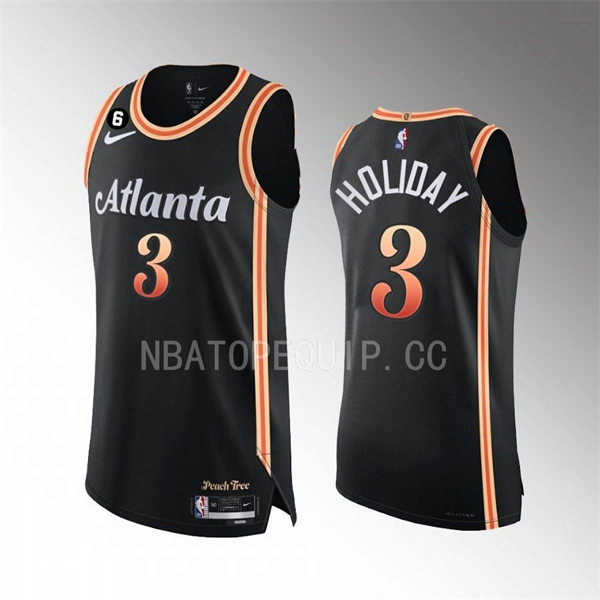 Mens Atlanta Hawks #3 Aaron Holiday Black 2022-23 City Edition Swingman Jersey
