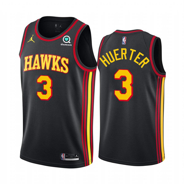 Mens Atlanta Hawks #3 Kevin Huerter Black Statement Edition Swingman Jersey