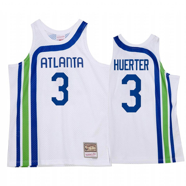 Mens Atlanta Hawks #3 Kevin Huerter White Retro 1970's Hardwood Classics Jersey