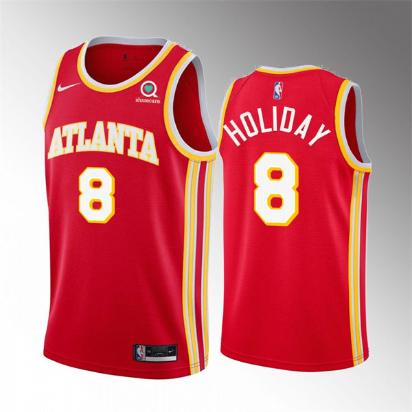 Mens Atlanta Hawks #8 Justin Holiday 2022-23 Red Icon Edition Swingman Jersey