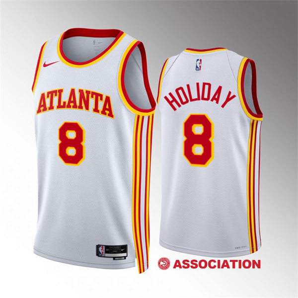 Mens Atlanta Hawks #8 Justin Holiday 2022-23 White Association Edition Jersey