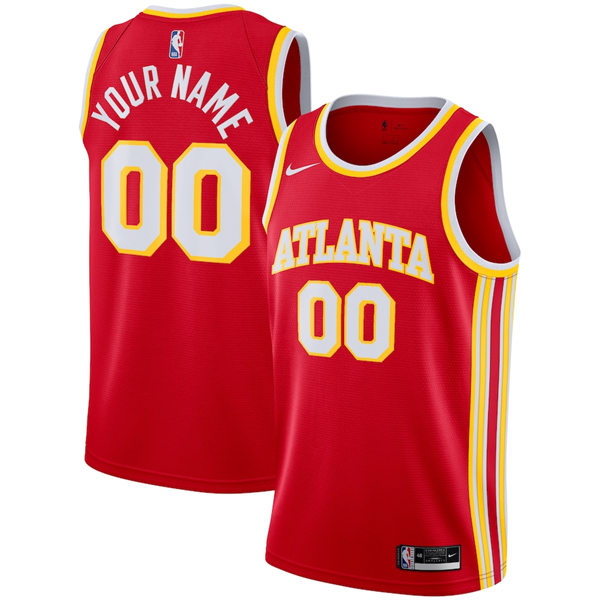 Mens Atlanta Hawks Custom Nike 2020-21 Icon Edition Red Swingman Jersey