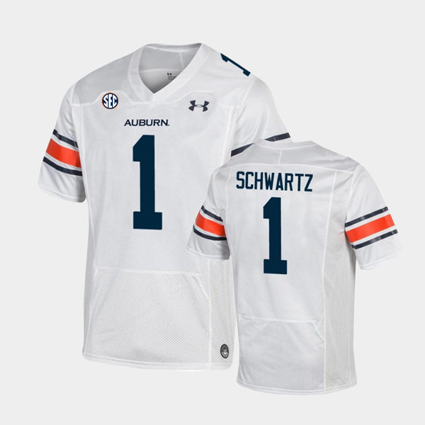 Mens Auburn Tigers #1 Anthony Schwartz White Under Armour Stitched College Football Jersey