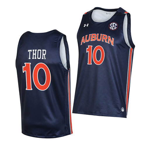 Mens Auburn Tigers #10 JT Thor Under Armour 2020 Navy College Basketball Game Jersey
