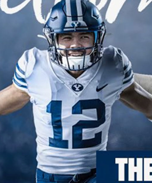 Mens BYU Cougars #12 Puka Nacua Nike White Navy Number College Football Game Jersey