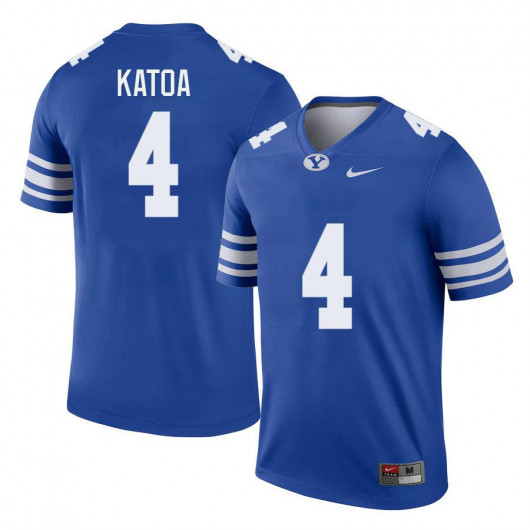 Mens BYU Cougars #4 Lopini KatoaNike Royal College Football Game Jersey