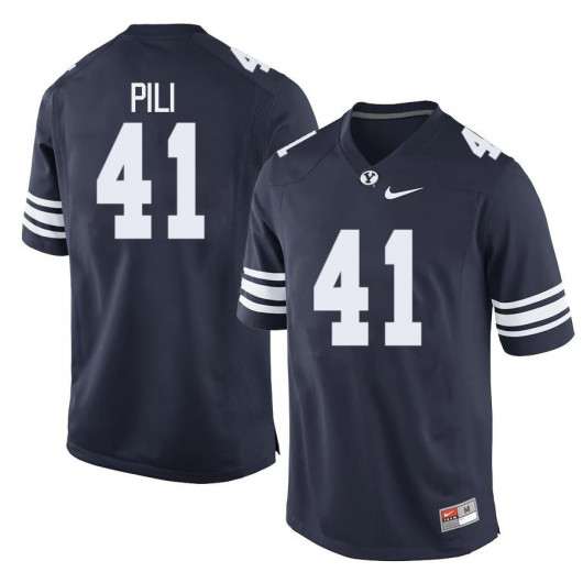 Mens BYU Cougars #41 Keenan Pili  Nike Navy College Football Game Jersey