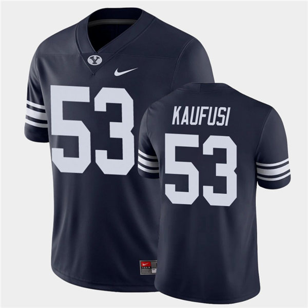 Mens BYU Cougars #53 Isaiah Kaufusi Nike Navy College Football Game Jersey