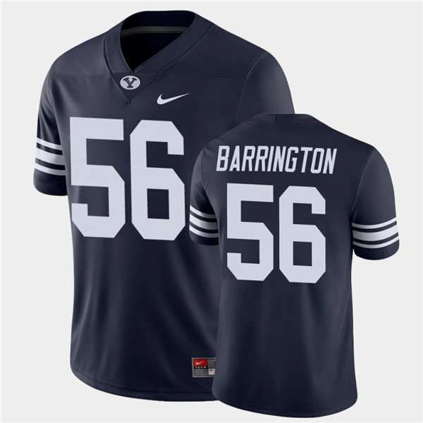 Mens BYU Cougars #56 Clark Barrington Nike Navy College Football Game Jersey