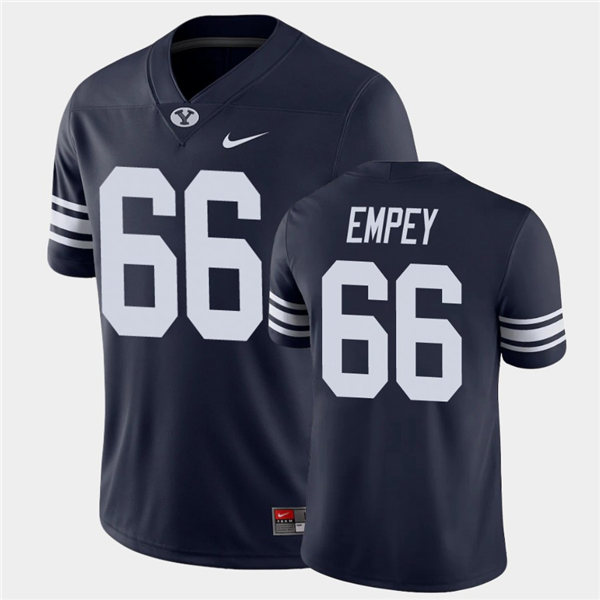 Mens BYU Cougars #66 James Empey Nike Navy College Football Game Jersey