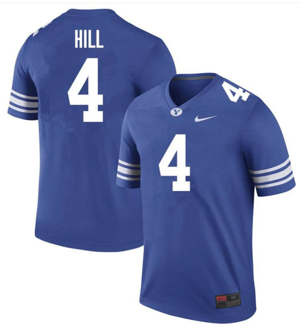 Mens BYU Cougars NO.#4 Taysom Hill Nike Royal College Football Game Jersey