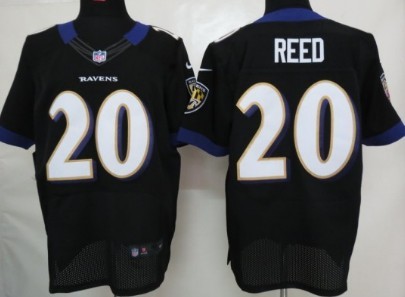 Mens Baltimore Ravens #20 Ed Reed Black Nik Elite Stitched Jersey