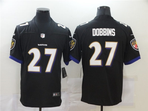 Mens Baltimore Ravens #27 J. K. Dobbins Nike Black Vapor Limited Player Stitched Jersey