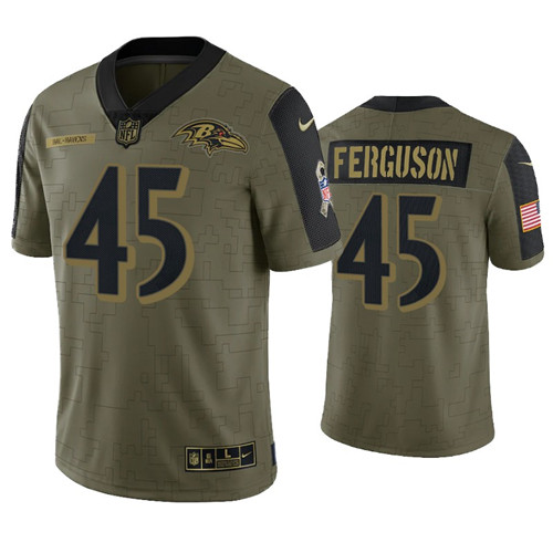 Mens Baltimore Ravens #45 Jaylon Ferguson Nike Olive 2021 Salute To Service Limited Jersey