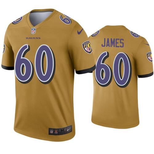 Mens Baltimore Ravens #71 Ja'Wuan James Nike Gold Inverted Legend Jersey