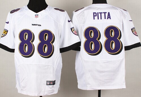 Mens Baltimore Ravens #88 Dennis Pitta White 2013 Nik Elite Stitched Jersey