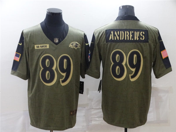Mens Baltimore Ravens #89 Mark Andrews Nike Olive 2021 Salute To Service Limited Stitched Jersey