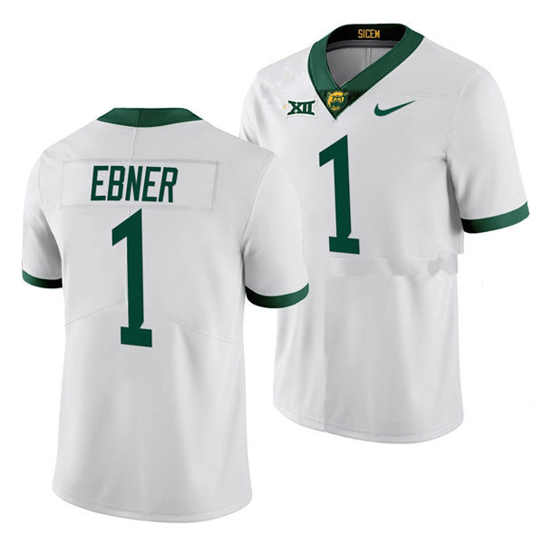 Mens Baylor Bears #1 Trestan Ebner Nike White College Football Game Jersey