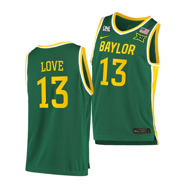 Mens Baylor Bears #13 Langston Love Nike Green College Basketball Game Jersey
