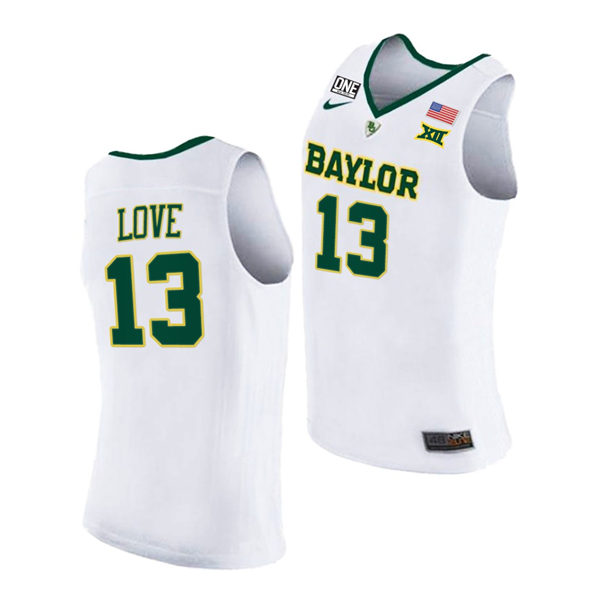 Mens Baylor Bears #13 Langston Love Nike White College Basketball Game Jersey