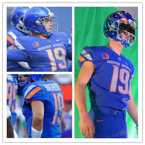 Mens Boise State Broncos #19 Hank Bachmeier Nike Royal College Football Jersey