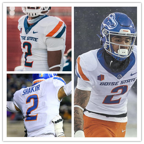 Mens Boise State Broncos #2 Khalil Shakir Nike White College Football Jersey