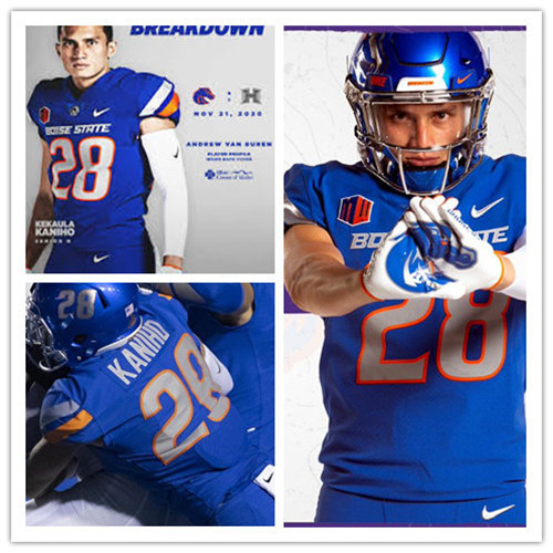Mens Boise State Broncos #28 Kekaula Kaniho Nike Royal College Football Jersey