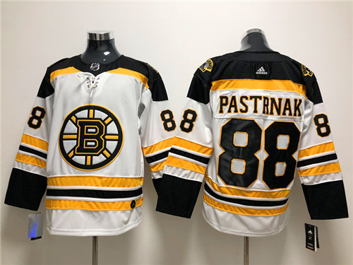 Mens Boston Bruin #88 David Pastrnak adidas Away White Stitched Jersey