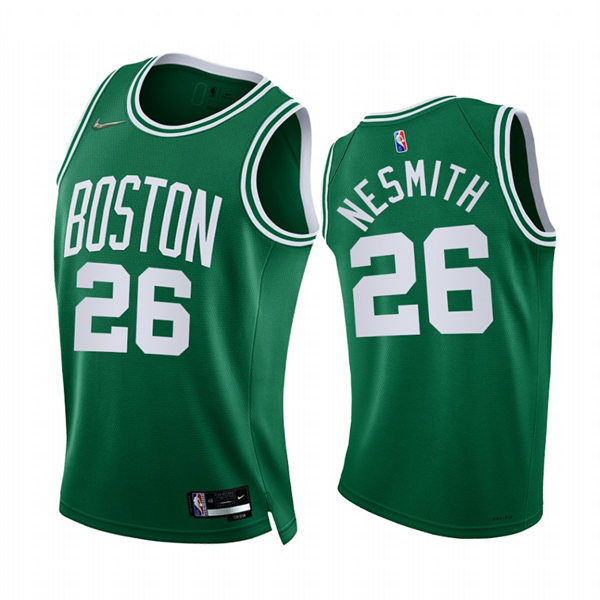 Mens Boston Celtics #26 Aaron Nesmith 2021-22 Kelly Green Diamond Badge Icon Edition Jersey