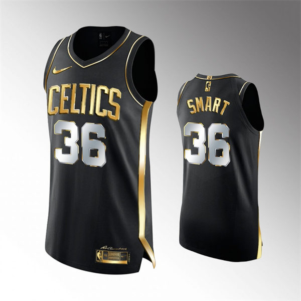 Mens Boston Celtics #36 Marcus Smart 2021 Black Golden Edition Limited Jersey