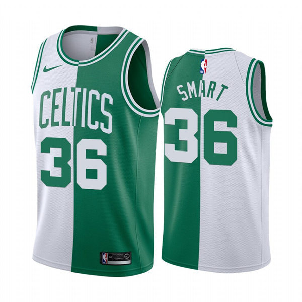Mens Boston Celtics #36 Marcus Smart Nike White Green Split Edition Jersey
