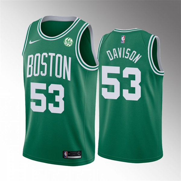 Mens Boston Celtics #53 JD Davison 2021-22 Kelly Green Diamond Badge Icon Edition Jersey