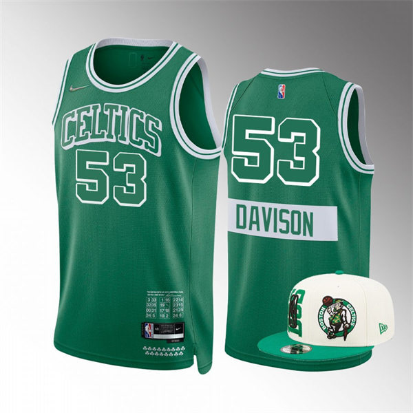 Mens Boston Celtics #53 JD Davison Kelly Green 2021-22 Boston City Edition Jersey