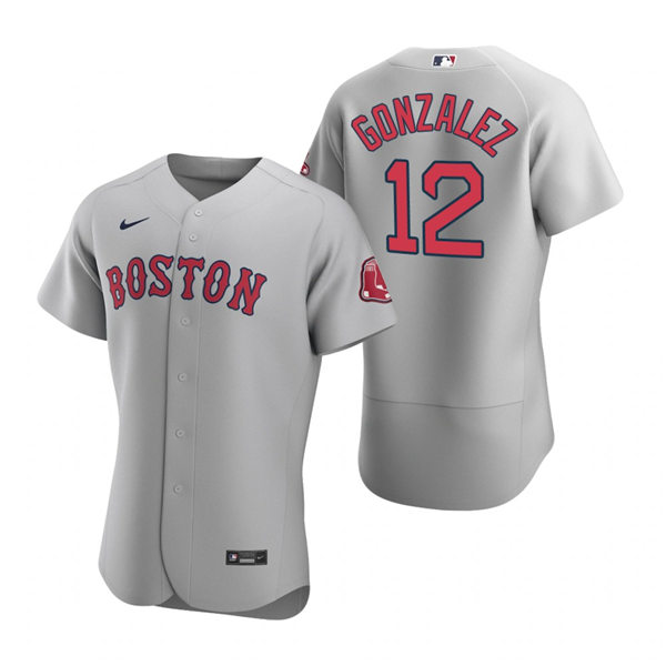 Mens Boston Red Sox #12 Marwin Gonzalez Nike Gray Road Flex Base Jersey