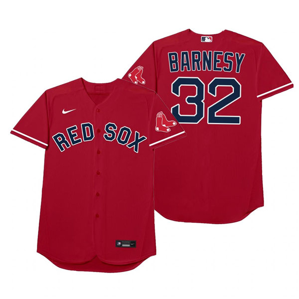 Mens Boston Red Sox #32 Matt Barnes Nike Red 2021 Players' Weekend Nickname Barnesy Jersey
