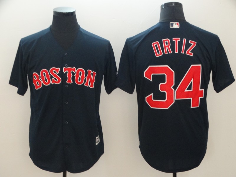 Mens Boston Red Sox #34 David Ortiz Navy Majestic Cool Base Baseball Jerseys