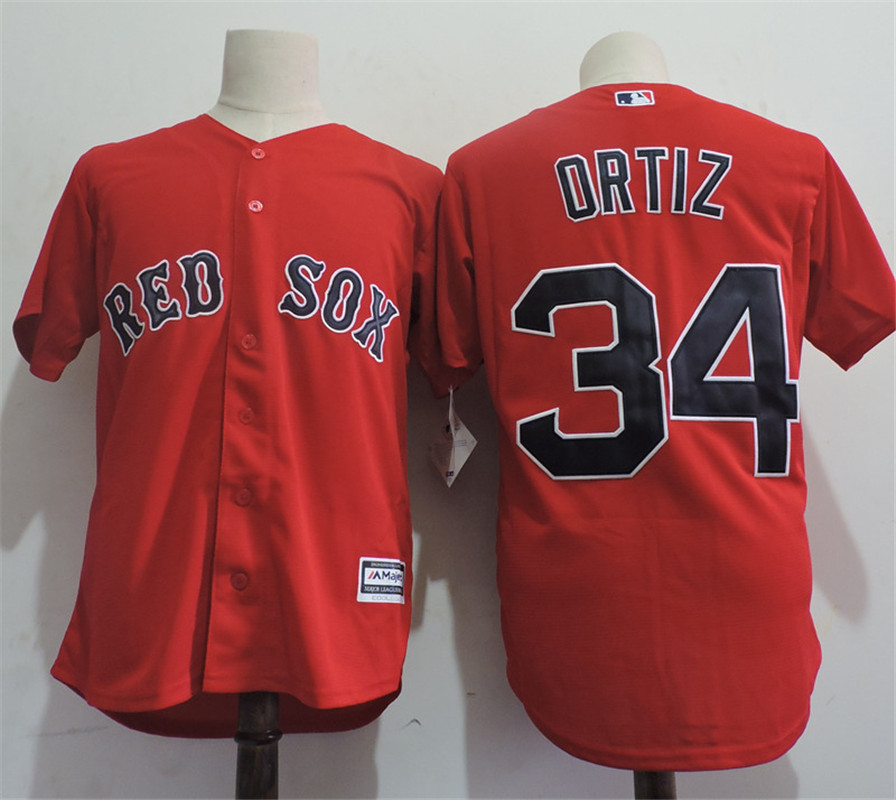 Mens Boston Red Sox #34 David Ortiz Red Majestic Cool Base Baseball Jersey1