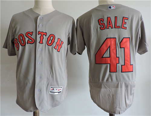 Mens Boston Red Sox #41 Chris Sale Grey Majestic Flex Base Baseball Jerseys