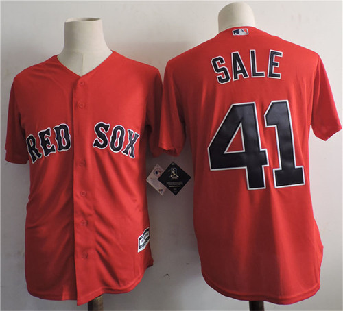 Mens Boston Red Sox #41 Chris Sale Red Majestic Cool Base Baseball Jerseys