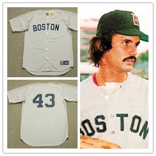 Mens Boston Red Sox #43 DENNIS ECKERSLEY 1982 Majestic Cooperstown Throwback Away Jerseys