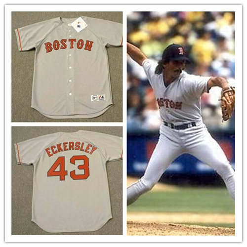Mens Boston Red Sox #43 DENNIS ECKERSLEY 1998 Majestic Throwback Away Baseball Jerseys
