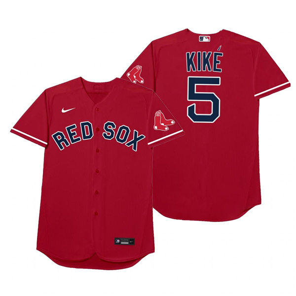 Mens Boston Red Sox #5 Enrique Hernandez Nike Red 2021 Players' Weekend Nickname Kike Jersey