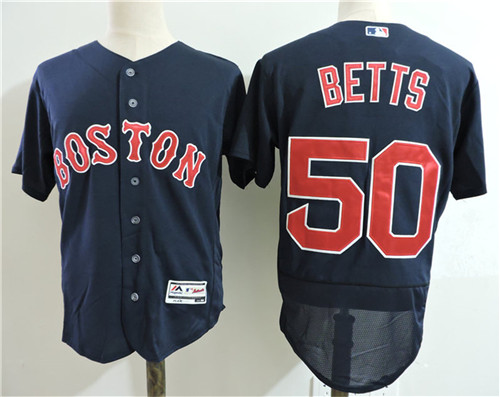 Mens Boston Red Sox #50 Mookie Betts Navy Majestic Flex Base Baseball Jerseys