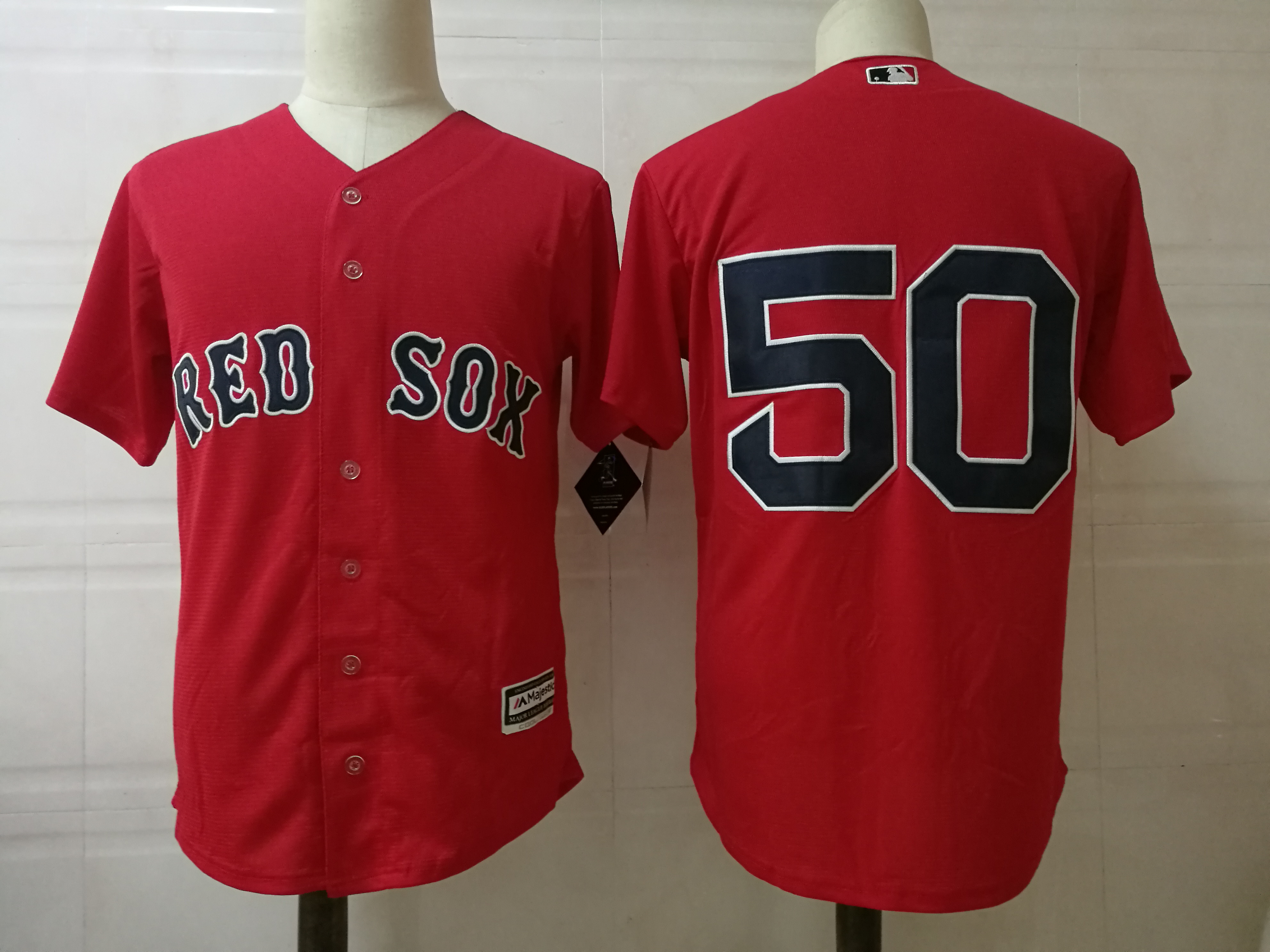 Mens Boston Red Sox #50 Mookie Betts Red Majestic Cool Base Baseball Jersey