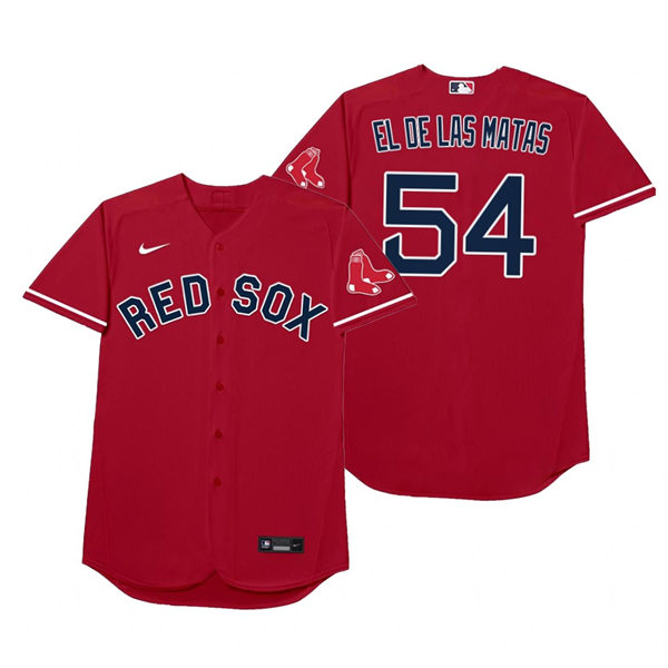Mens Boston Red Sox #54 Martin Perez Nike Red 2021 Players' Weekend Nickname El De Las Matas Jersey