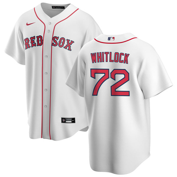 Mens Boston Red Sox #72 Garrett Whitlock Nike White Home with Name Cool Base Jersey