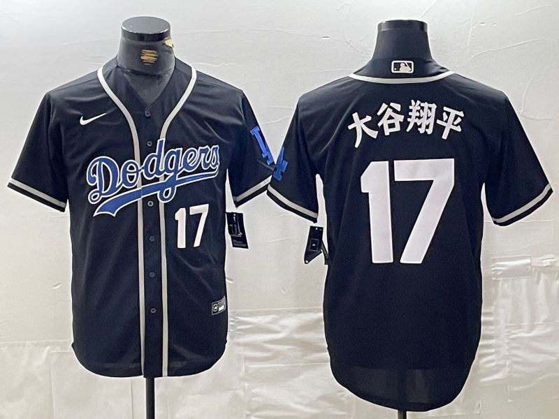 Mens Brooklyn Dodgers #17 ?¤§è°·????13 Black Cool Base With Patch Stitched Baseball Jersey