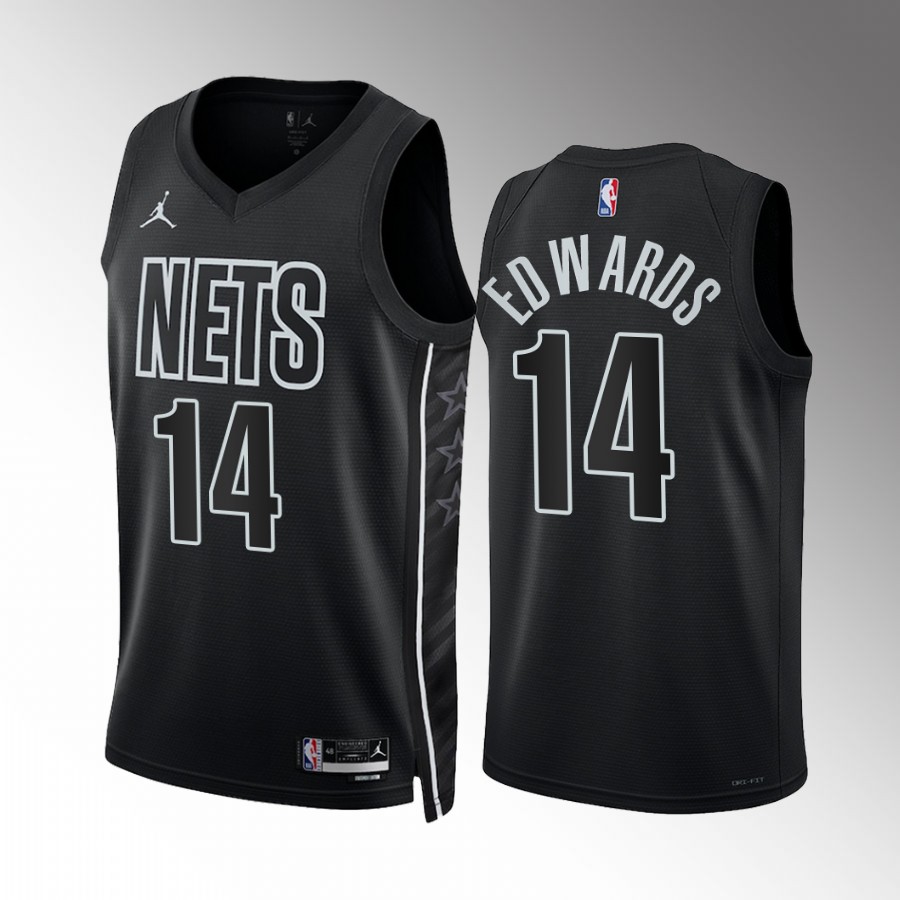 Mens Brooklyn Nets #14 Kessler Edwards Black 2022-23 Statement Edition Player Jersey