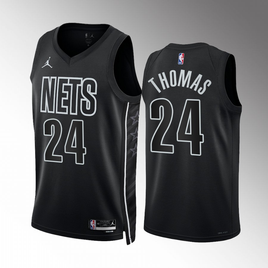 Mens Brooklyn Nets #24 Cam Thomas Black 2022-23 Statement Edition Player Jersey
